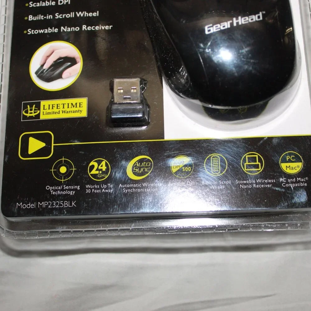 NWT Gear Head 2.4 GHz Wireless Optical Nano Mouse Black